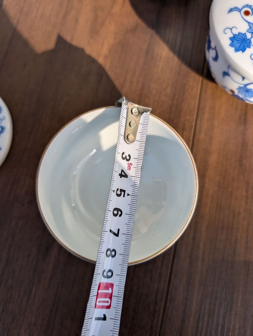 深川製磁 染付唐草文 煎茶器揃 急須 蓋付茶碗 五客 富士山印 有田焼