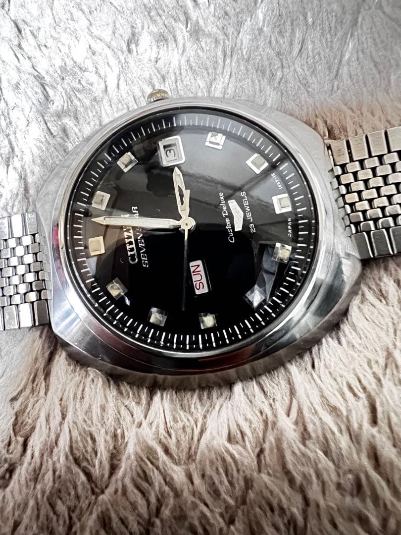 美品稼働1969年代物　希少ビンテージ時計ブラック　　　　　custom7
