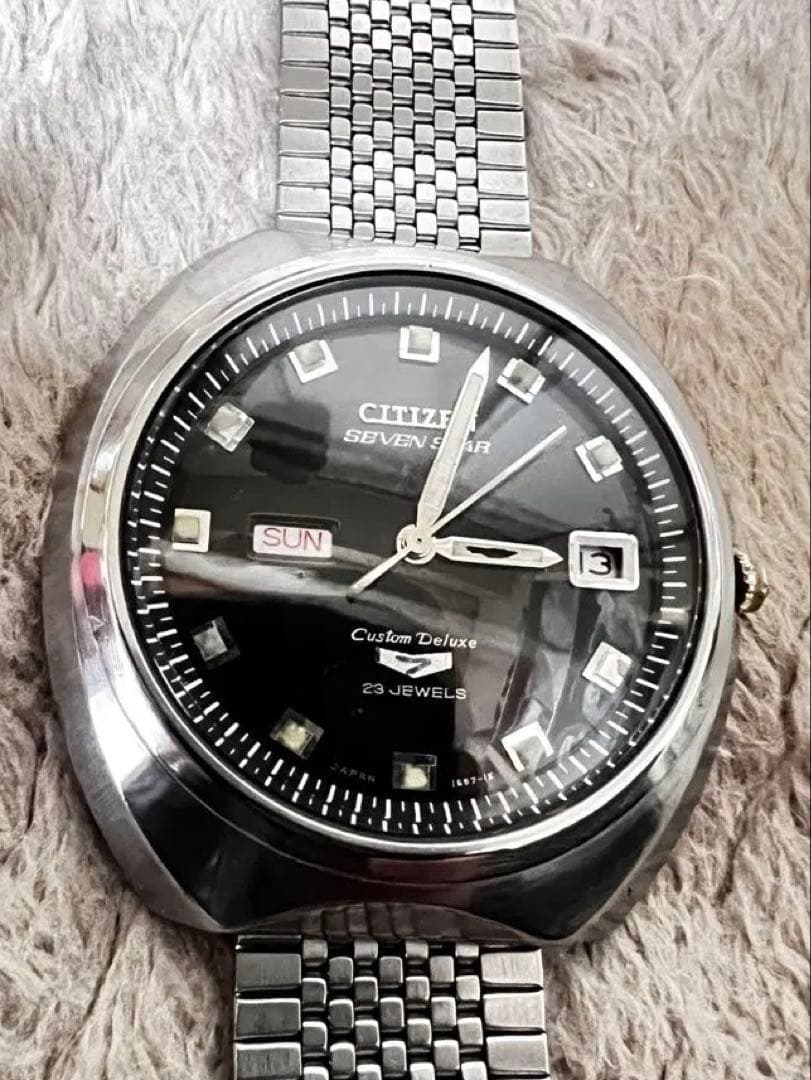 美品稼働1969年代物　希少ビンテージ時計ブラック　　　　　custom7