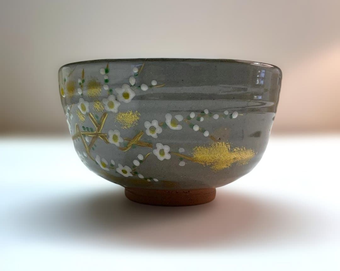 京焼の茶碗 木製箱入り　宮川香雪作　琳派模様　茶道具　美品