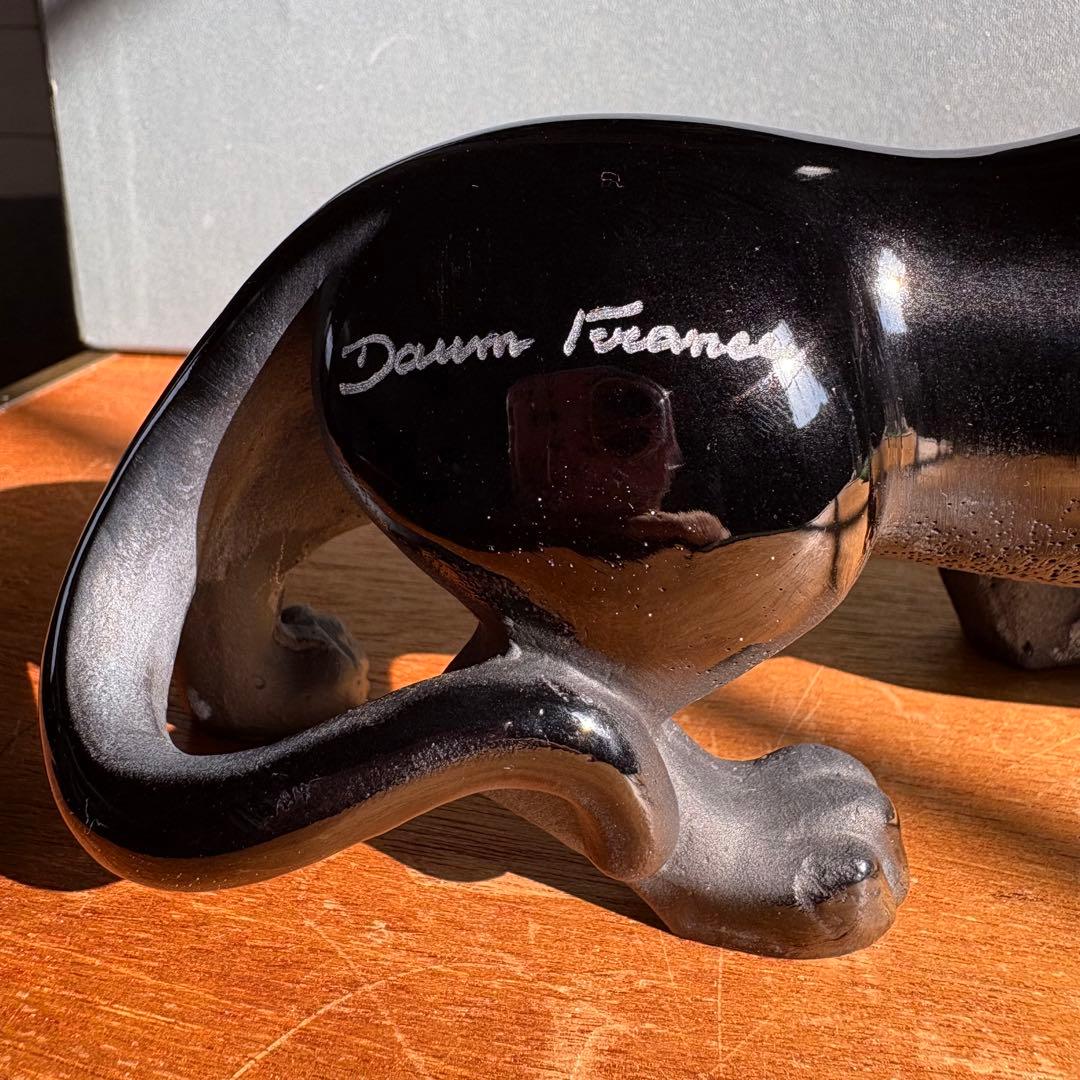 ドームフランス ブラックパンサー 黒豹 置物 オブジェ daum ドーム兄弟美品