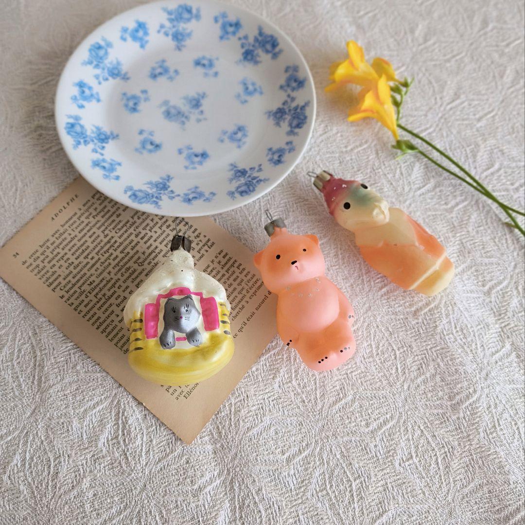 * old ornament ❀ おうち猫ちゃん グレー＆イエロー・ピンク