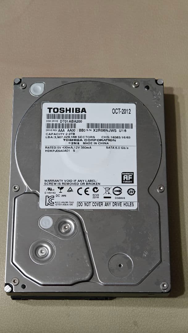 ★中古品★TOSHIBA DT01ABA200 2000GB HDD
