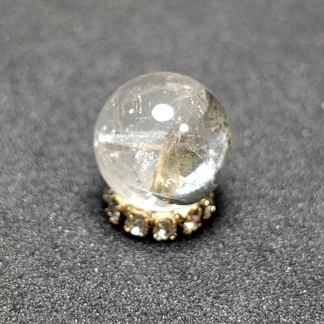 【白銀のブルッカイト】プラチナルチルクォーツ 一点物 9ミリ 粒売り 貫通穴あり