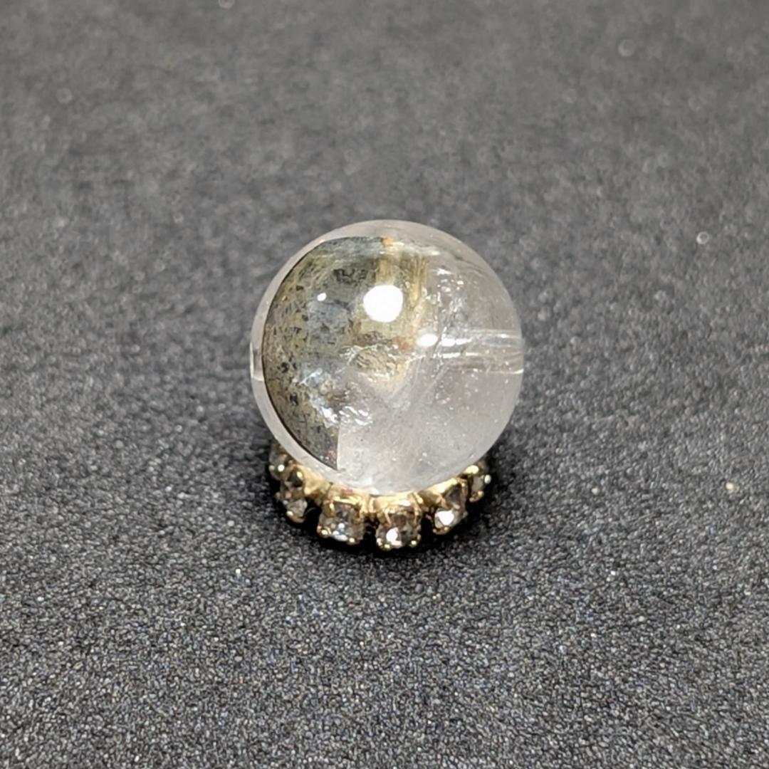 【白銀のブルッカイト】プラチナルチルクォーツ 一点物 9ミリ 粒売り 貫通穴あり