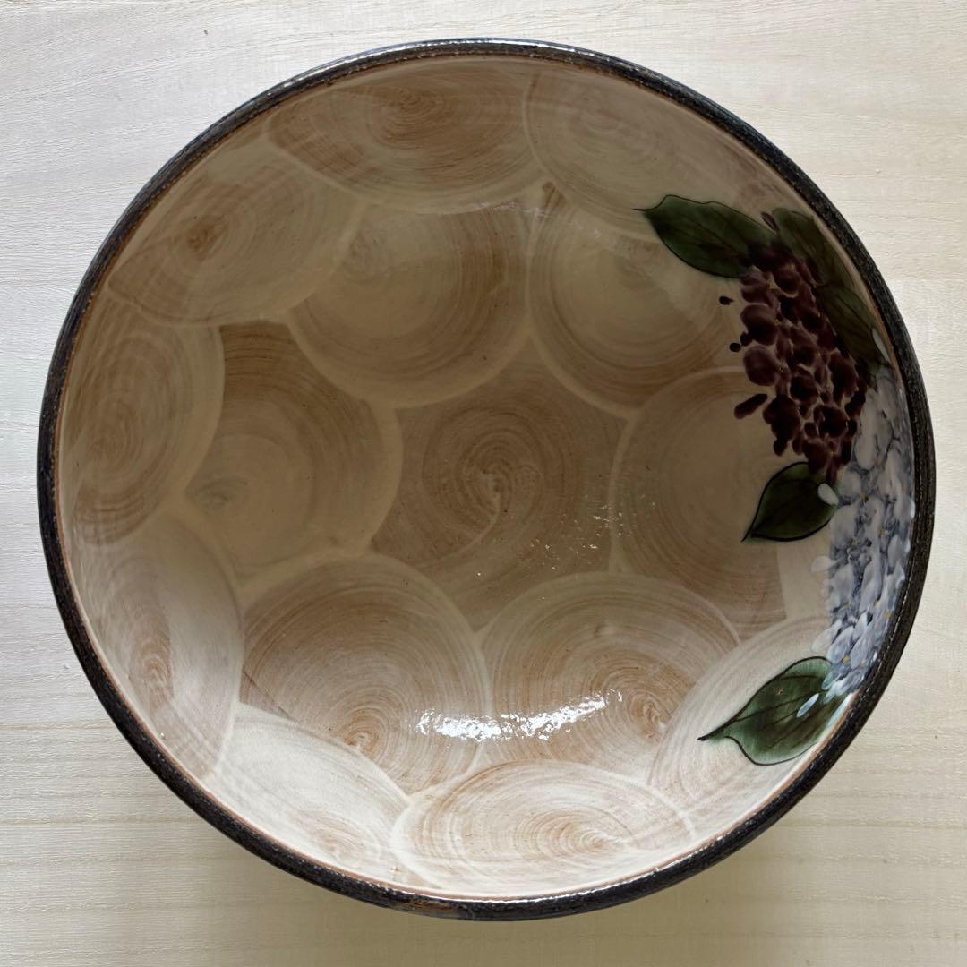 京焼 陶葊 土渕 陶あん窯 大鉢 色絵付け 紫陽花柄 直径約21cm 1個