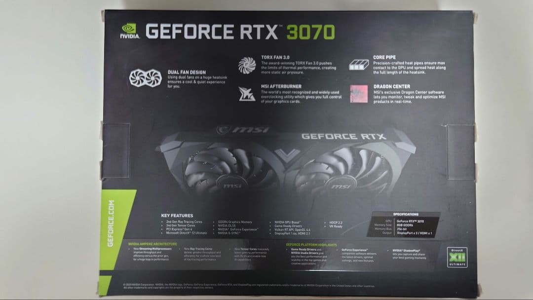 グラフィックボード・グラボ・ビデオカード MSI GeForce RTX 3070 VENTUS 2X OC