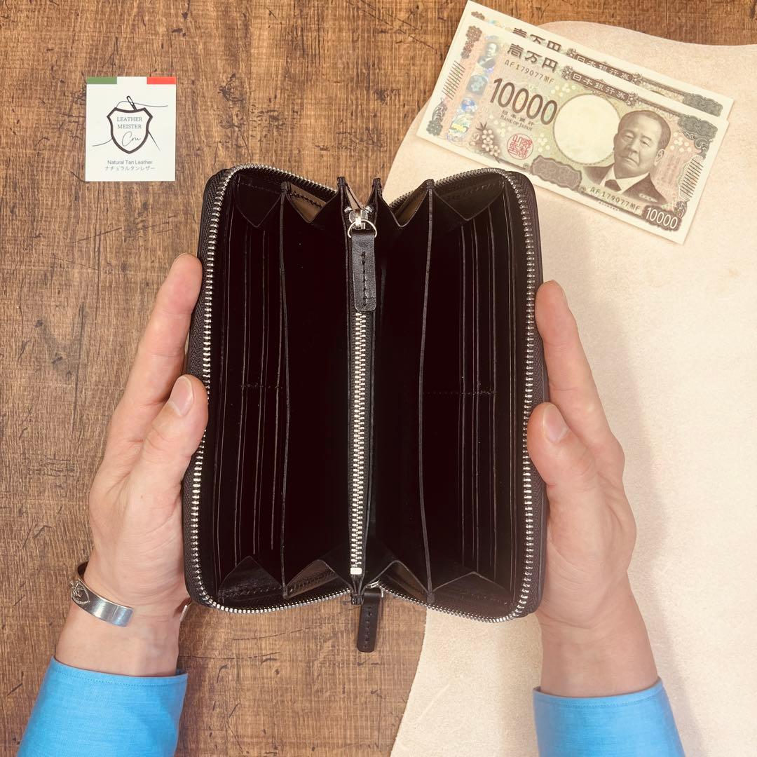サドルレザー ラウンドファスナー メンズ財布 長財布 本革 ハンドメイド