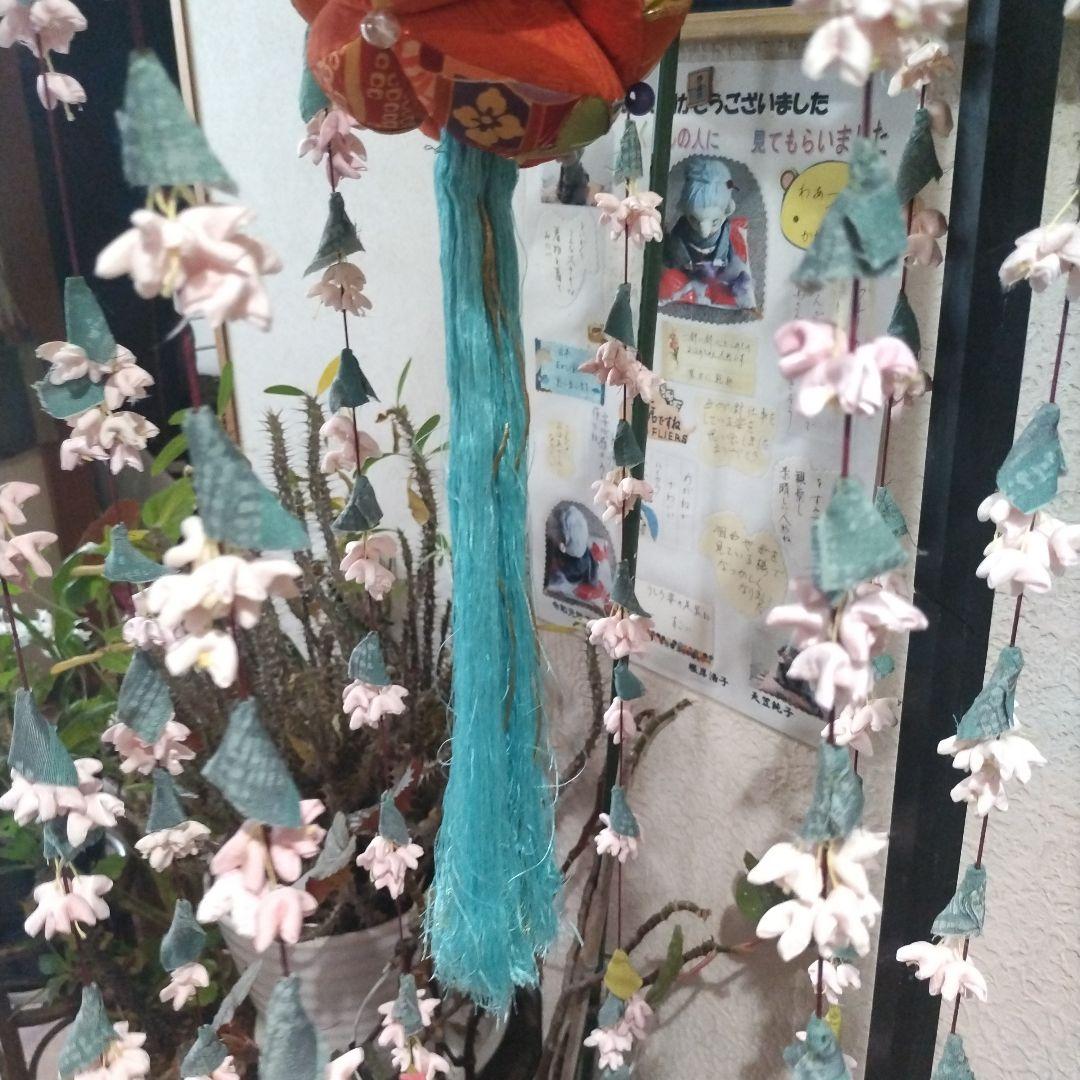 桜飾り、古布桜、八宝玉毬