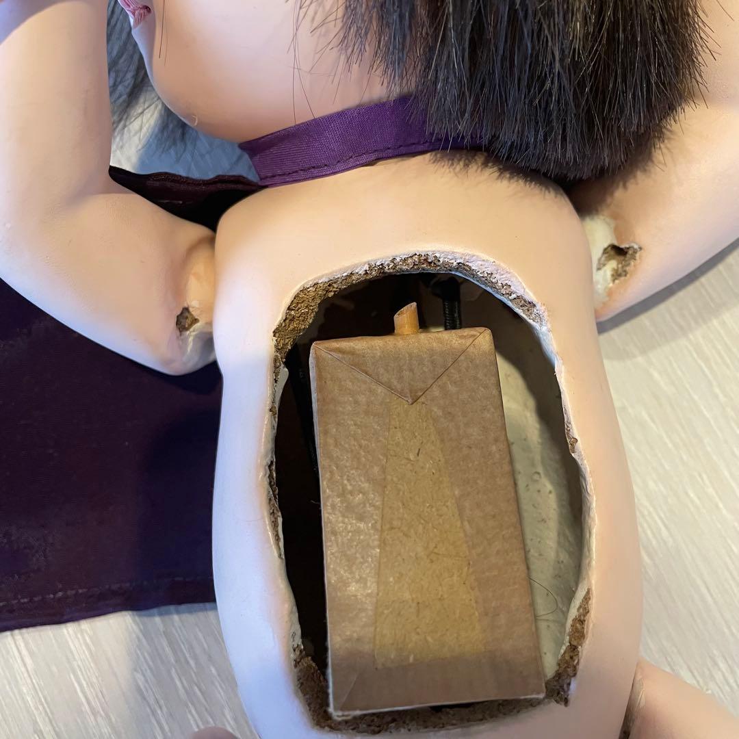 市松人形 自由人形 抱き人形 約34cm 座布団付き