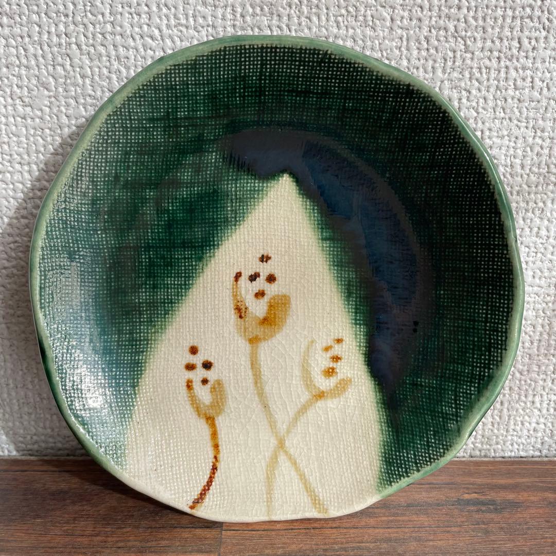 昭和後期〜平成初期 作家物風 布目文 皿 5枚揃い 陶器 和食器 工芸器