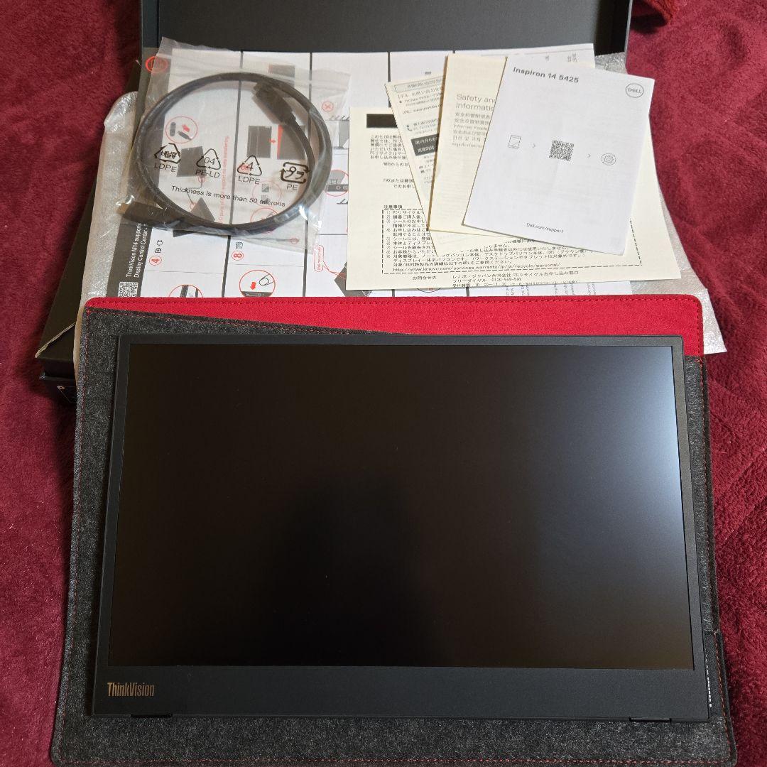 ディスプレイ・モニター本体 Lenovo ThinkVision M14 Mobile Monitor