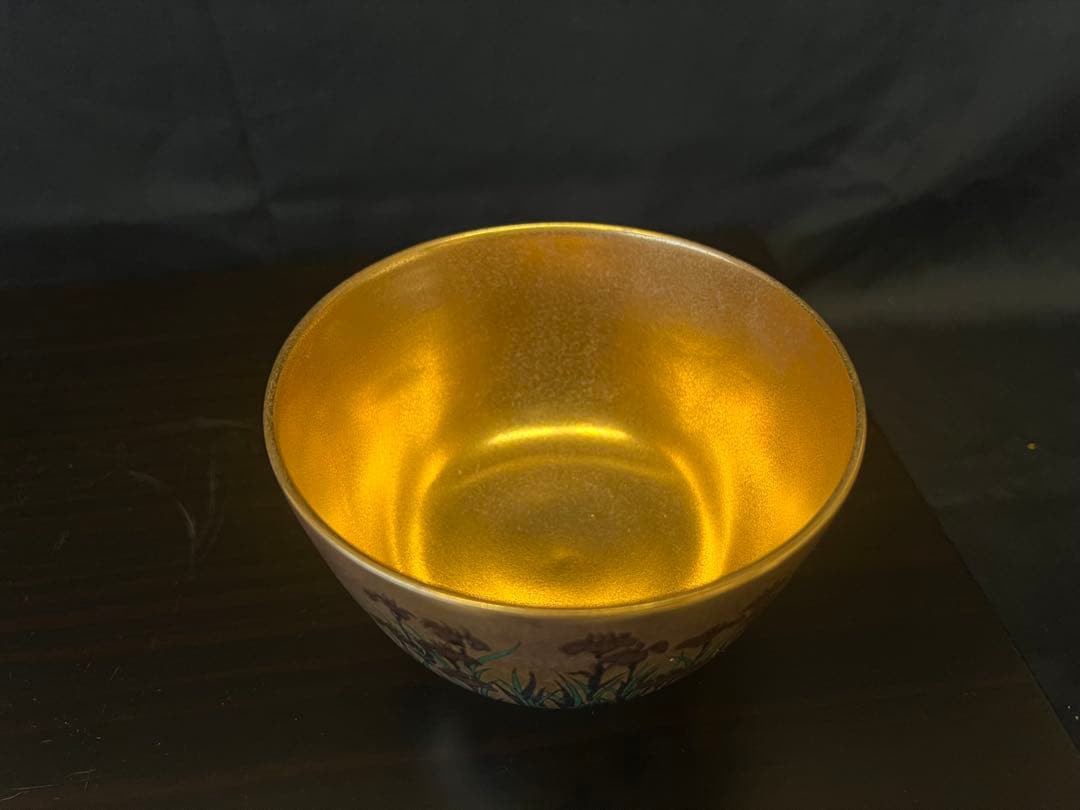 光琳写燕子花図茶盌　美濃 加藤良峰　共箱