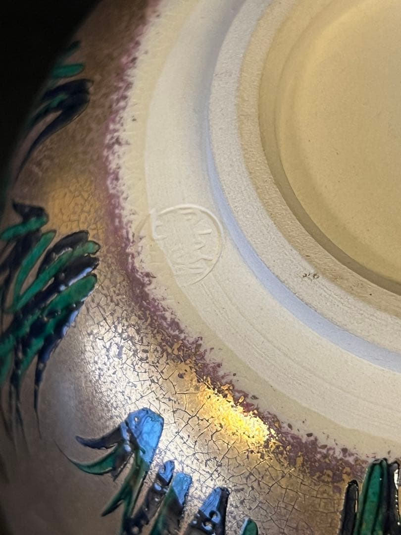 光琳写燕子花図茶盌　美濃 加藤良峰　共箱