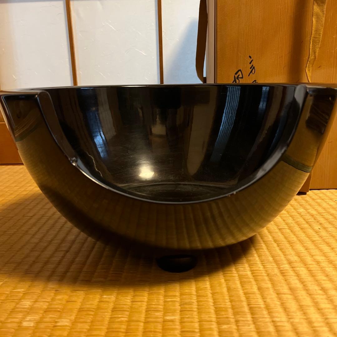 ほぼ未使用 茶道具 面取風炉 真黒塗 【月松斎造 共箱付き】茶道具 茶会