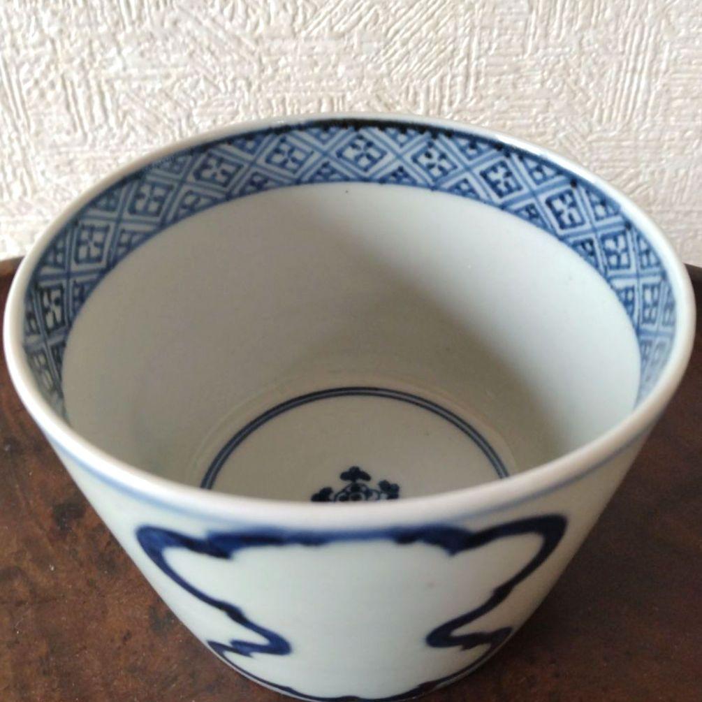 古伊万里白磁染付書き忘れ大振り蕎麦猪口