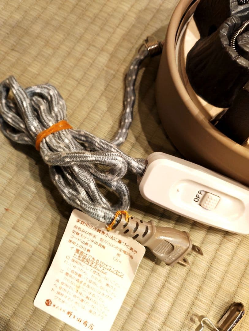 茶道具　野々田式　炭型電熱器　A型B型とも共用　100v410w 野々田商店