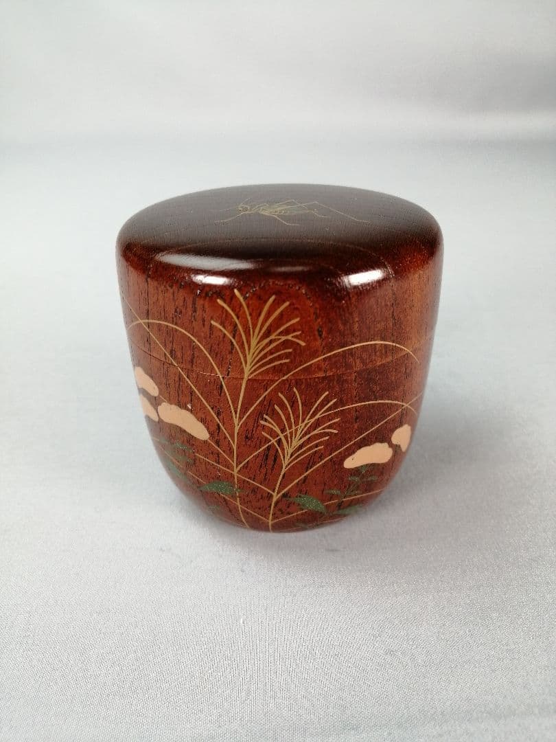 【茶道具】宗廣造　秋草虫図神代欅中棗　棗290