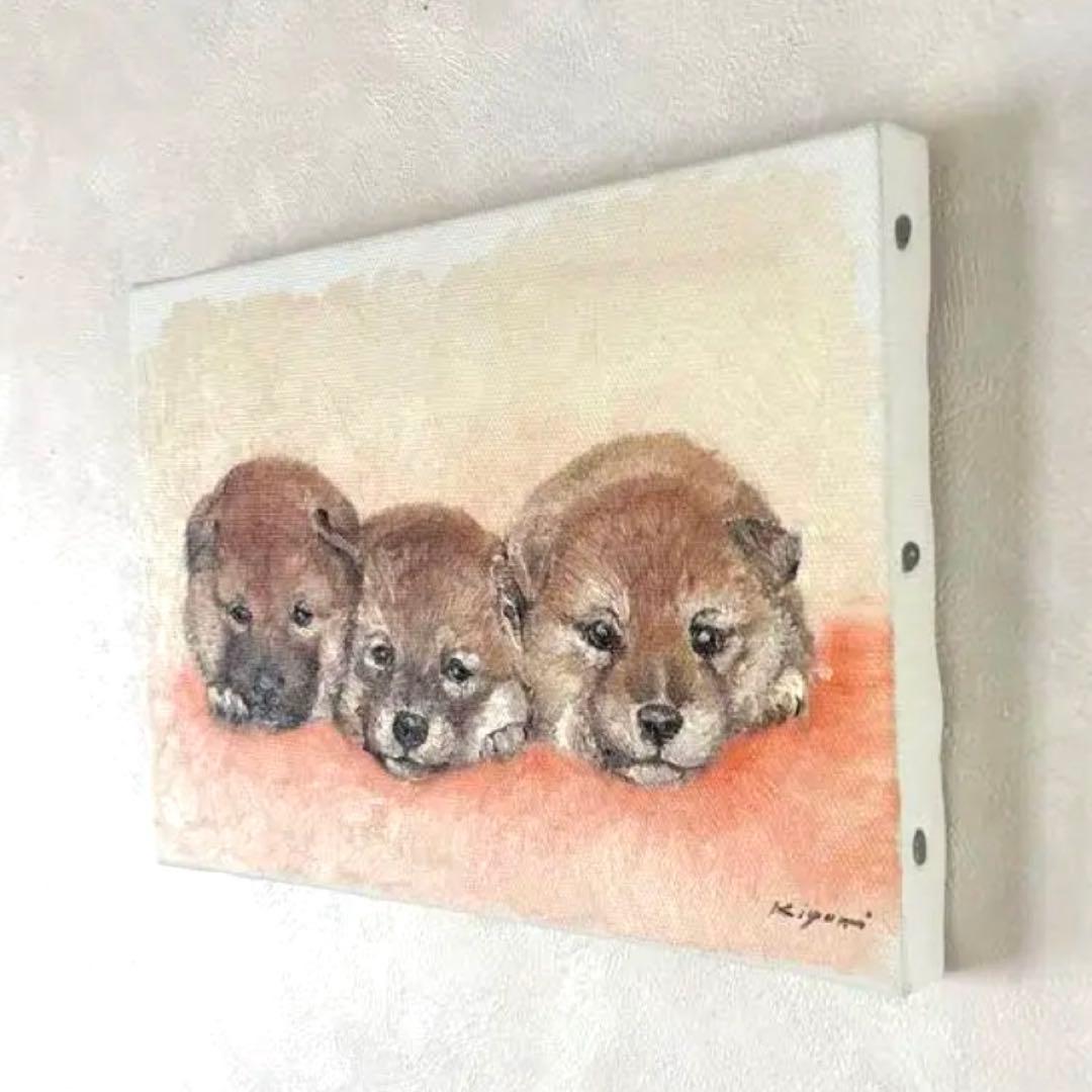 子犬の油彩画