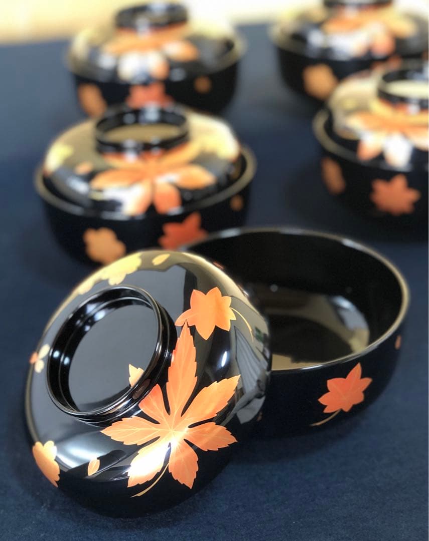 割引‼️《レ》輪島塗 嵐山蒔絵 煮物椀5客 木製漆器 木箱　251104う3