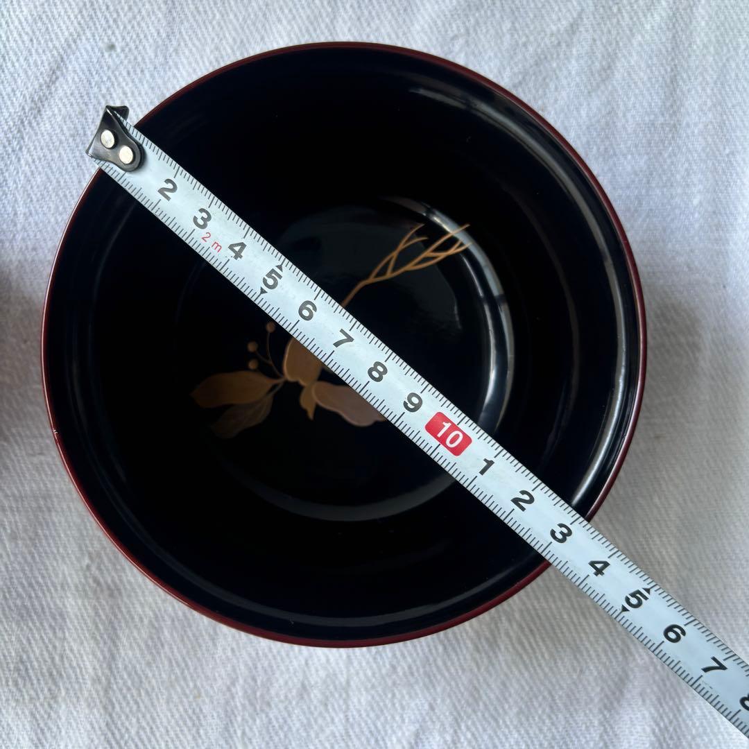 時代　溜塗漆に豪華絢爛、美しい牡丹蒔絵お椀5点　（検輪島塗蒔絵椀雑煮椀