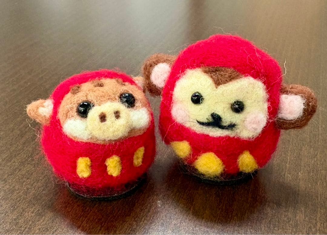 干支ダルマの置物飾り【十二支セット】（羊毛フェルトハンドメイド）