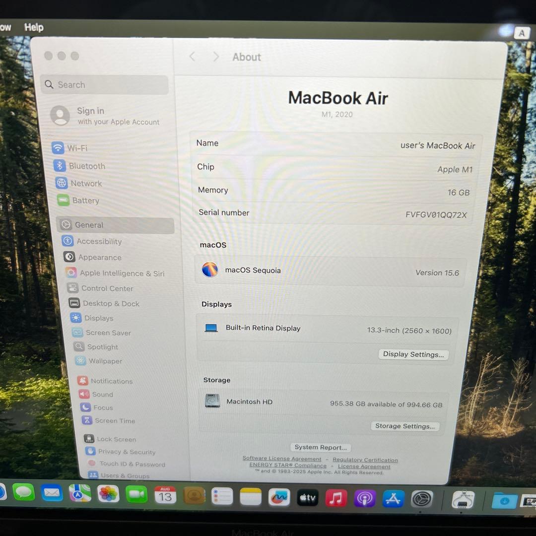 上位美品MacBook Air 2020 A2337 M1メモ16GB 1TB