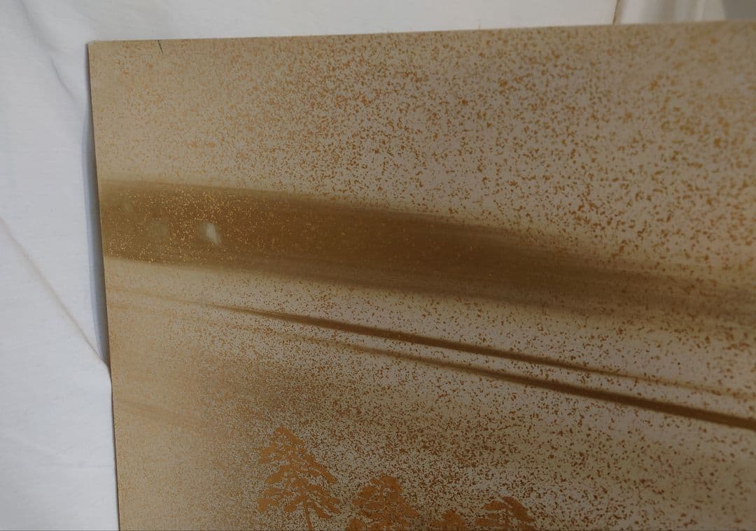 ２連襖画　２連屏風襖山水画折り畳み式衝立　訳アリ価格　山水パーテーション１台限定