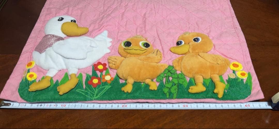 【ハンドメイド】アヒルとひよこの刺繍トートバッグ