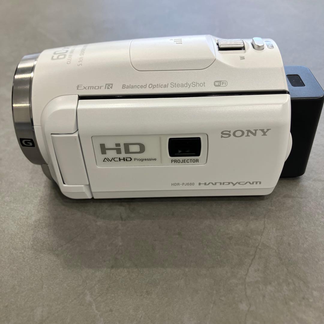 通電未確認 Sony HDR-PJ680ハンディカム ビデオカメラ 白本体