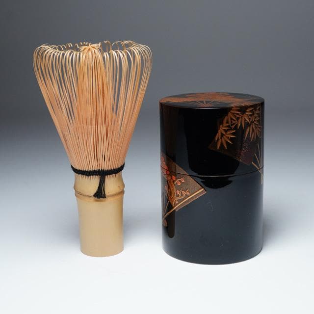 奥野美峰　扇面蒔絵細中次　共箱　茶道具　棗　茶器