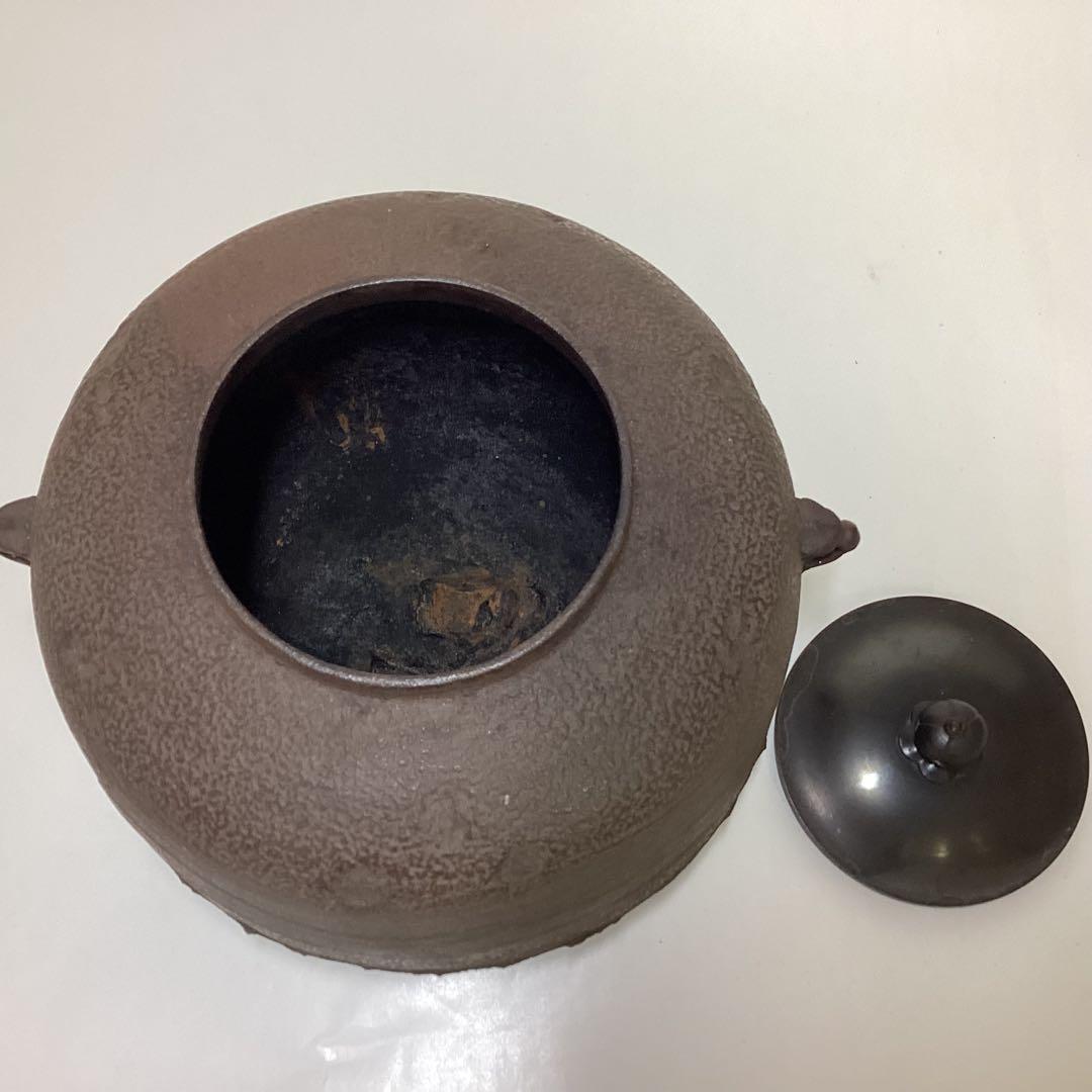 唐銅面取風炉 阿弥陀釜 釜かん 五徳 4点セット 箱なし 茶道具 古物品