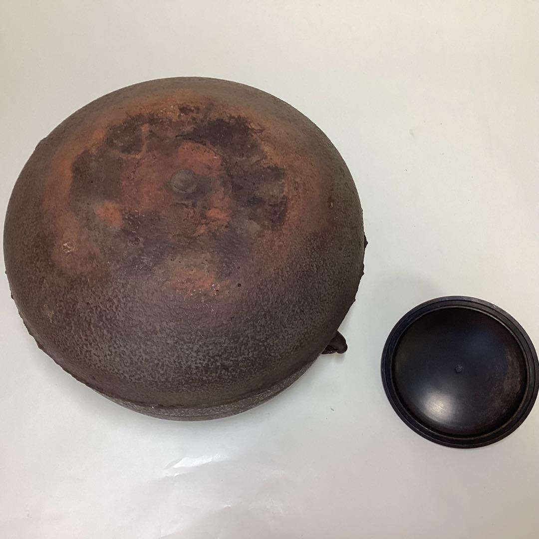 唐銅面取風炉 阿弥陀釜 釜かん 五徳 4点セット 箱なし 茶道具 古物品