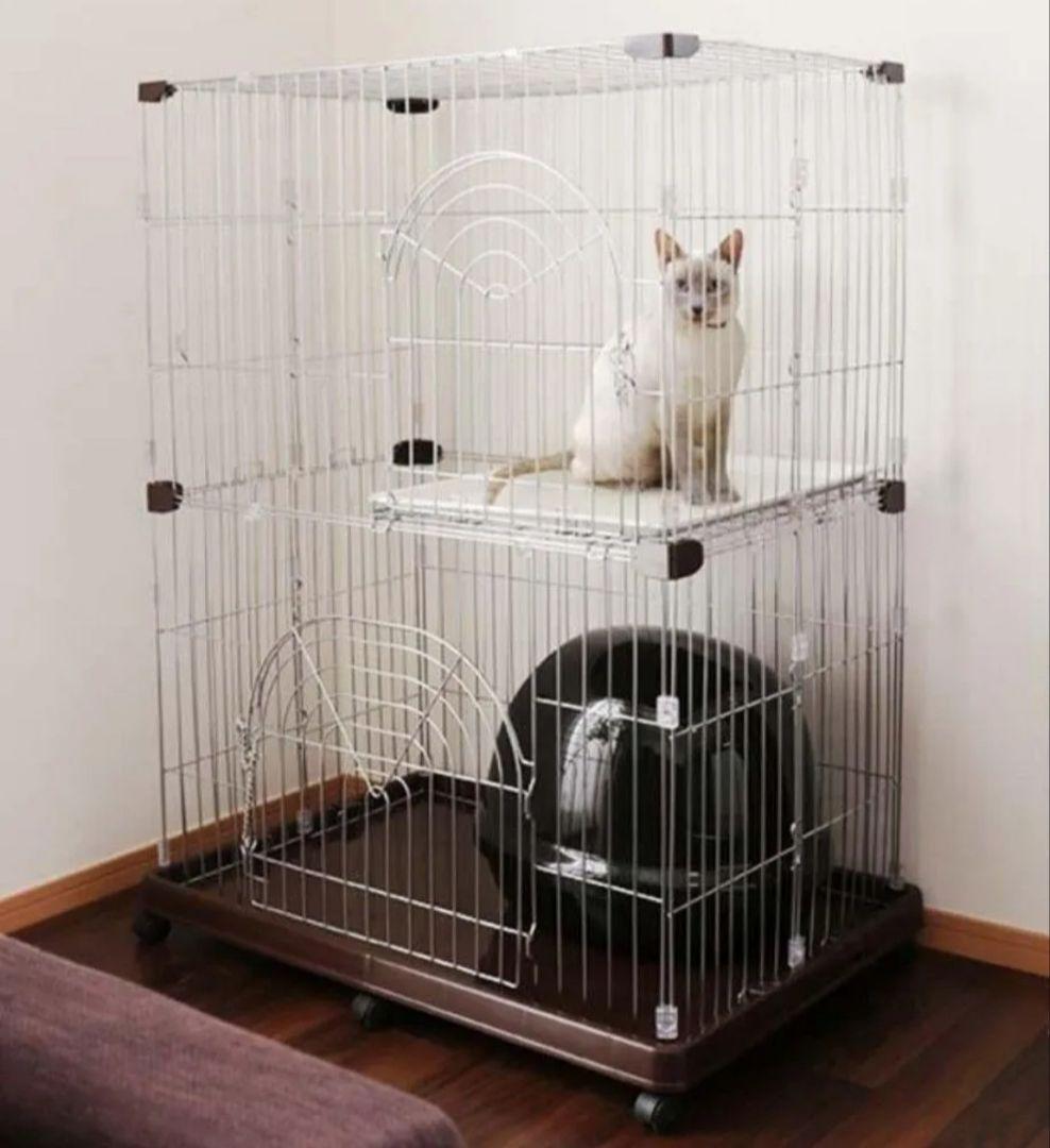 ステンレス製 キャット ケージ 2段 アイリス　P-SPEC-902 猫用 小屋