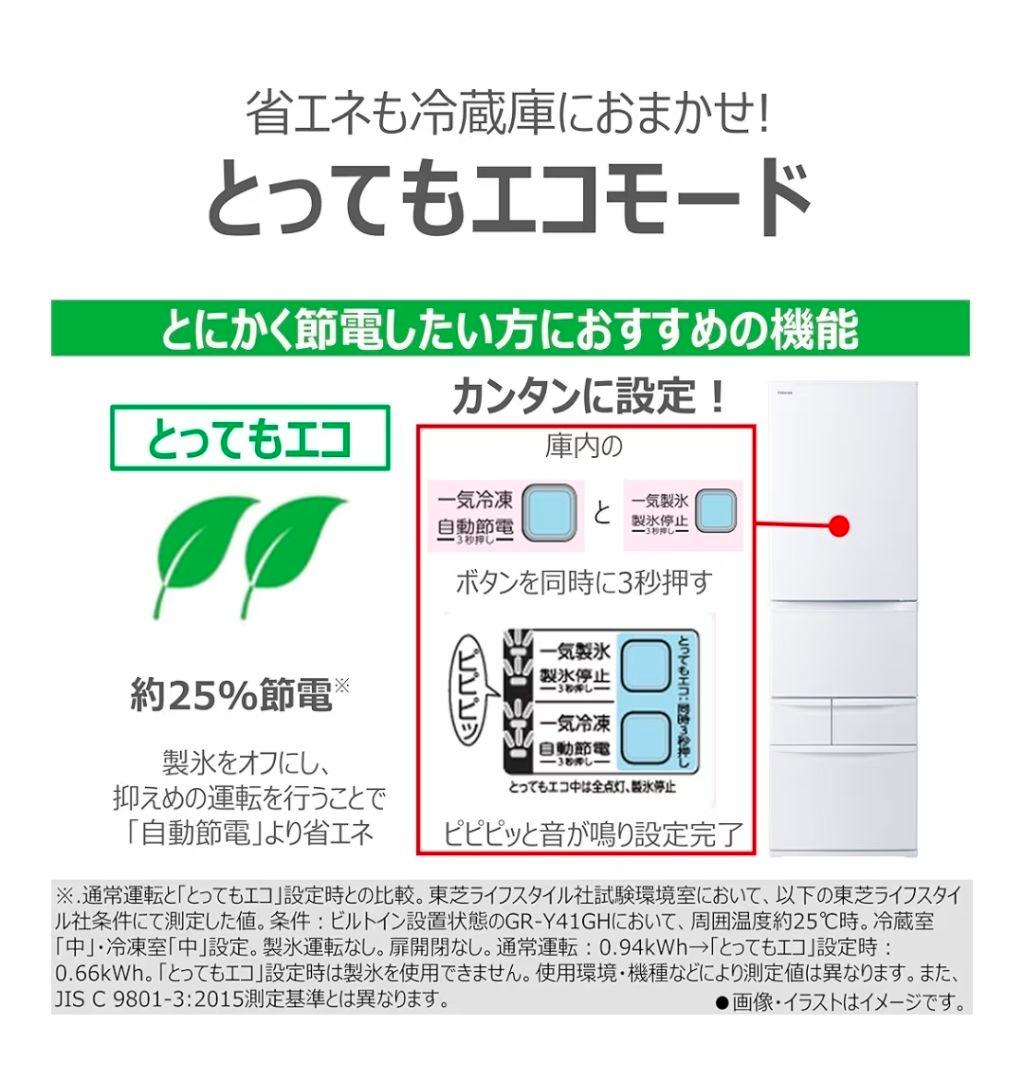 東芝 冷蔵庫 411L 2020年製 GR-R41GXV(EW) 5ドア 右開き