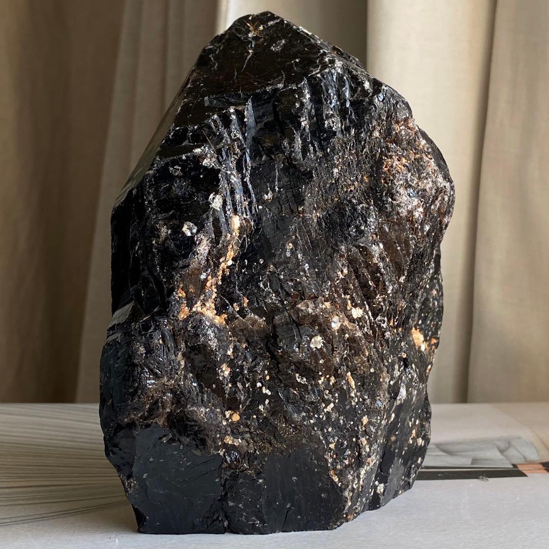 【 天然石 中国 山東省産 黒水晶 モリオン 原石 ポイント 置物 約1.4kg
