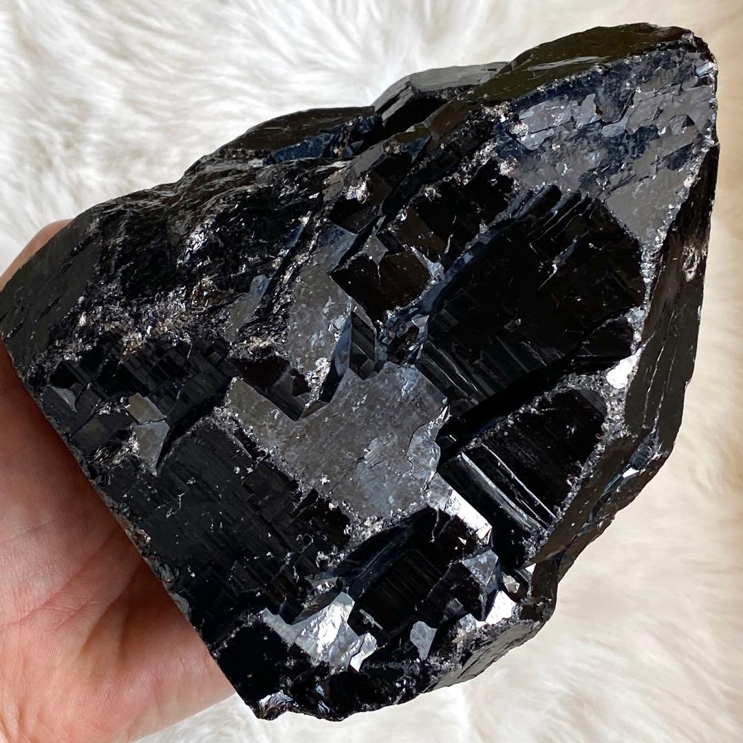 【 天然石 中国 山東省産 黒水晶 モリオン 原石 ポイント 置物 約1.4kg
