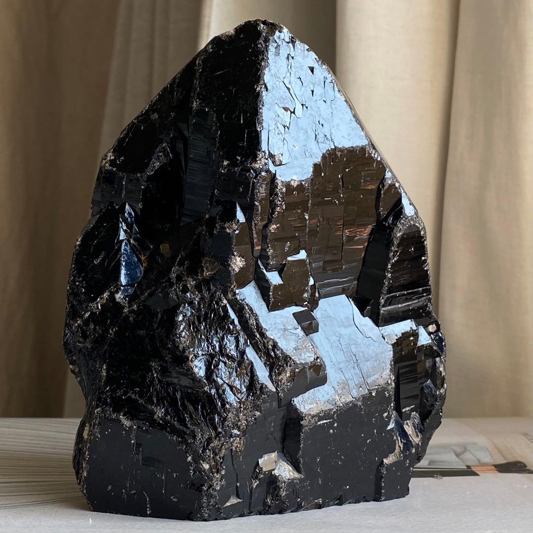 【 天然石 中国 山東省産 黒水晶 モリオン 原石 ポイント 置物 約1.4kg
