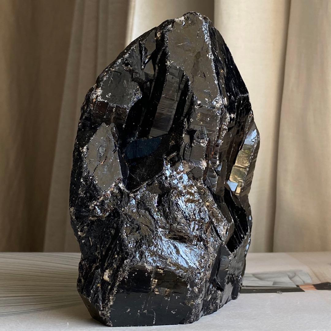 【 天然石 中国 山東省産 黒水晶 モリオン 原石 ポイント 置物 約1.4kg