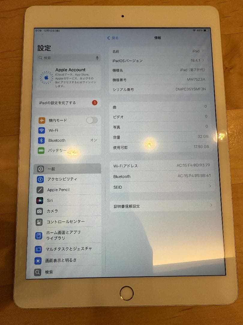 Apple iPad 第7世代 32GB 説明要確認