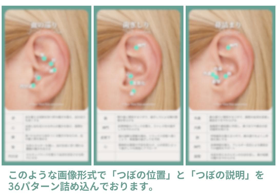 耳つぼ組み合わせ事典（全36種類の体の不調を改善）ラミネート加工ver