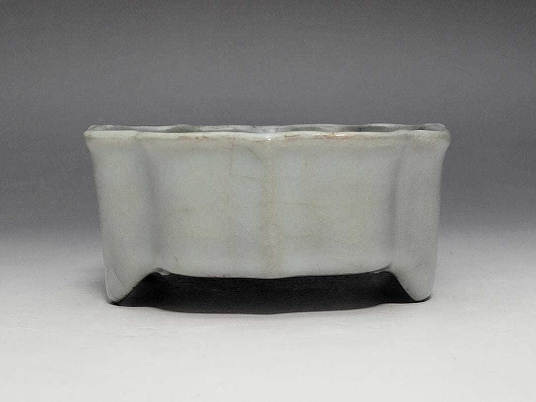 青磁 曇型 四足 筆洗 宋元時代 幅約13.2cm