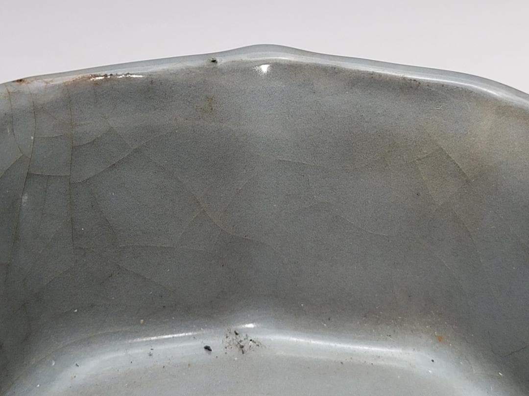 青磁 曇型 四足 筆洗 宋元時代 幅約13.2cm