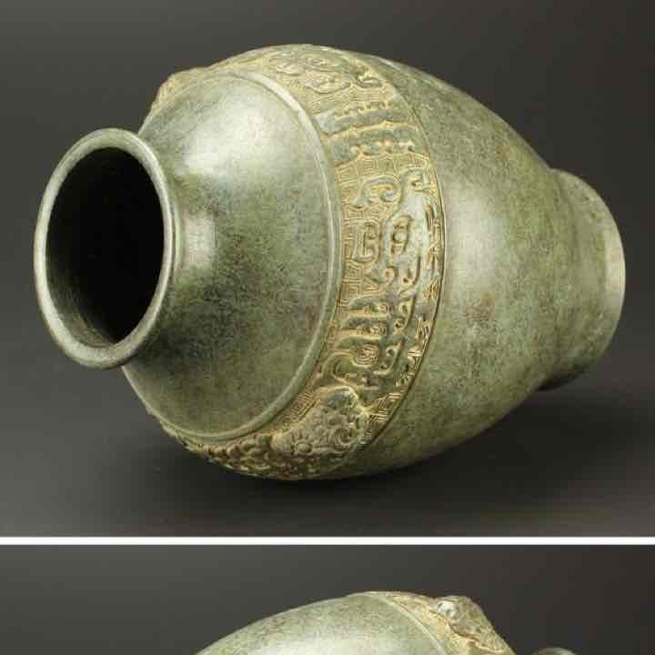 銅製地紋花瓶  年代品