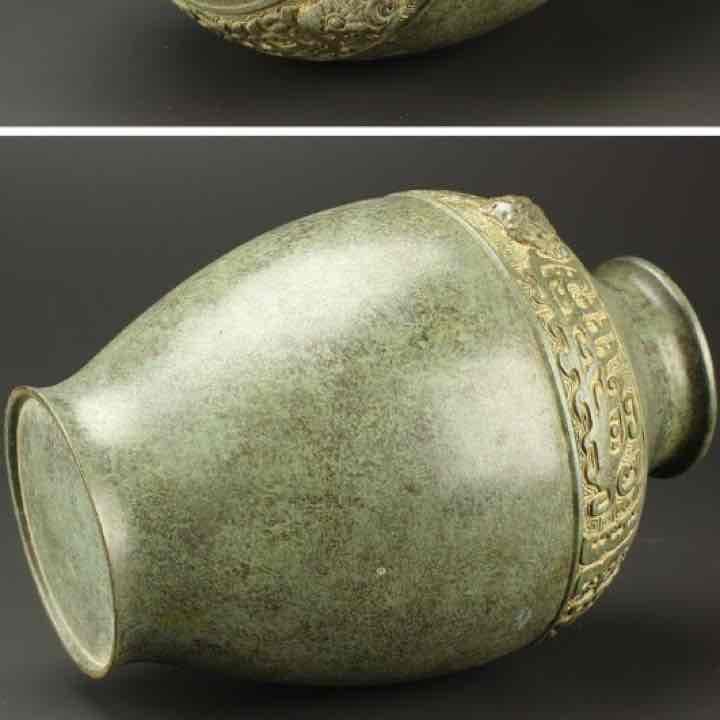銅製地紋花瓶  年代品