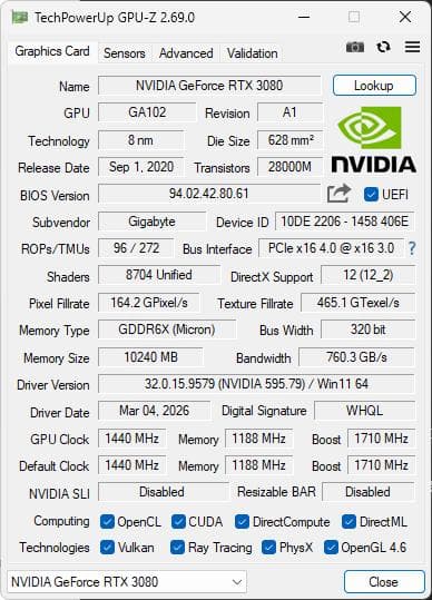 グラフィックボード・グラボ・ビデオカード GIGABYTE GeForce RTX 3080 TURBO 10GB