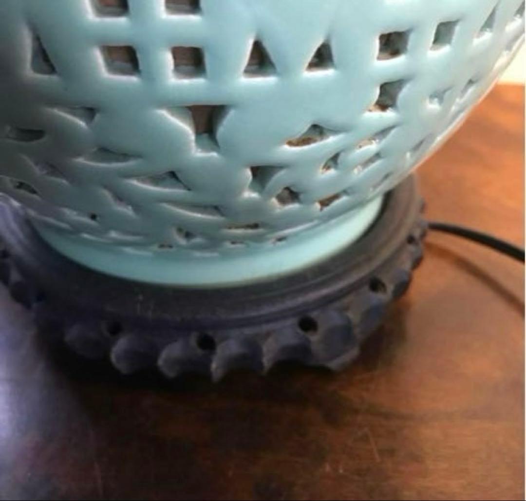 美品　ヴィンテージ　陶器　ライト　フロアライト　透かし彫り　優しい灯り