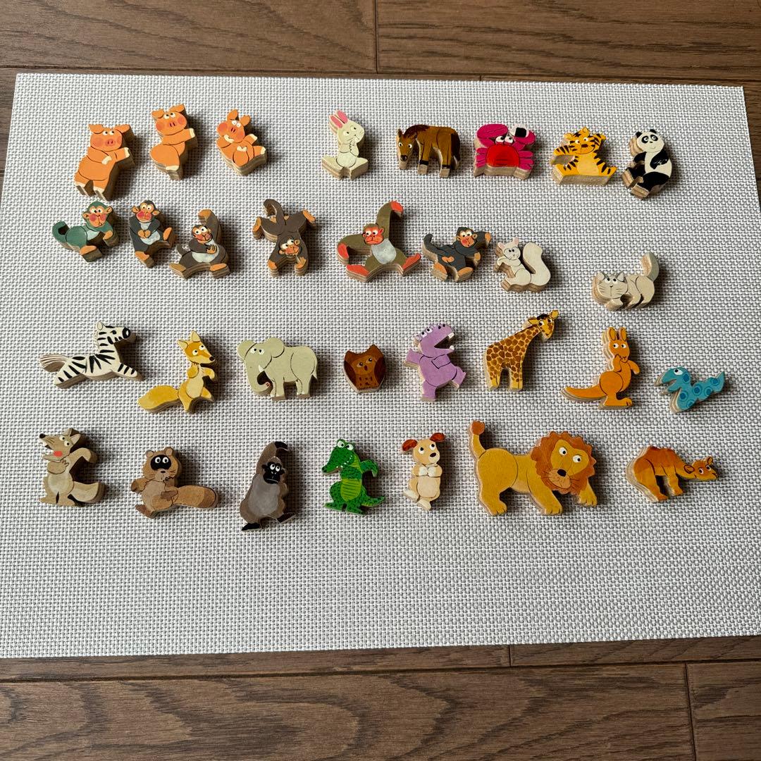 木のおもちゃ 知育玩具 動物 ハンドメイド 中古品