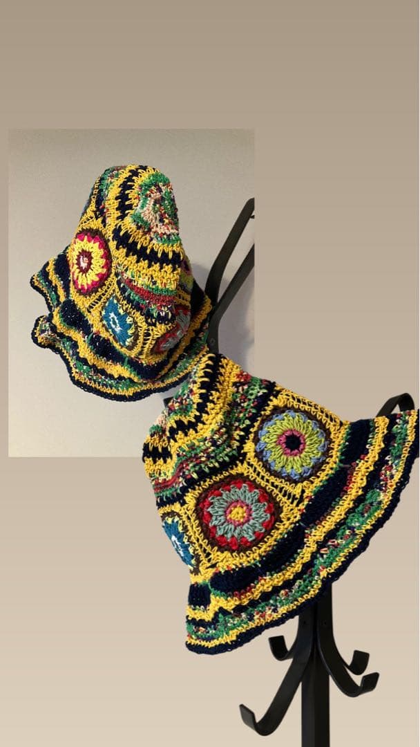 ハンドメイド☺︎グラニースクエア☺︎クロシェバケットチューリップハット☺︎カラフル