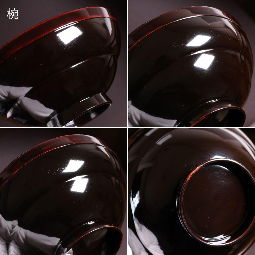 【MB288】天然木漆塗 親子雀と稲穂金蒔絵 黒椀 二客 大正昭和 漆芸 漆器